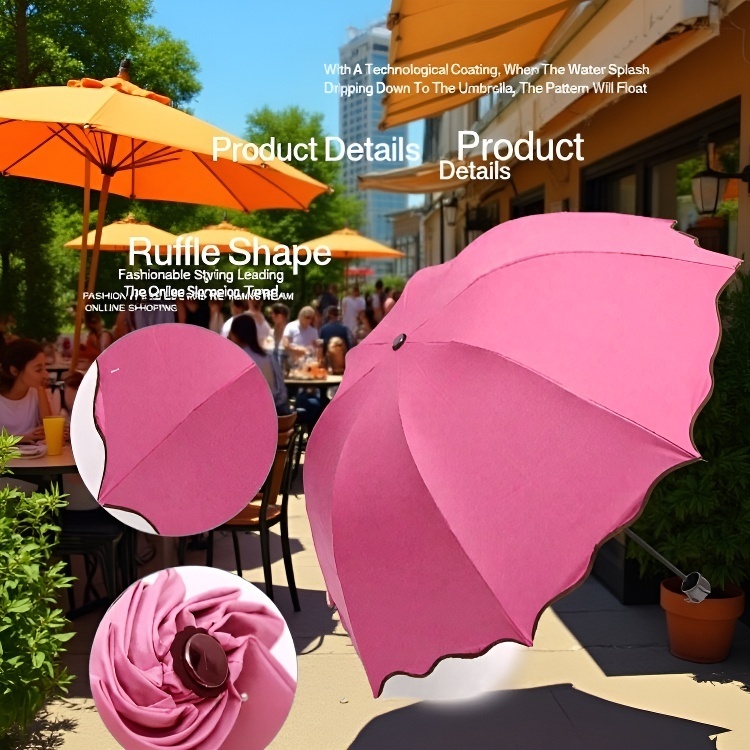  Sun-Blocking Thickened Black Vinyl Color-Changing Flower Umbrella