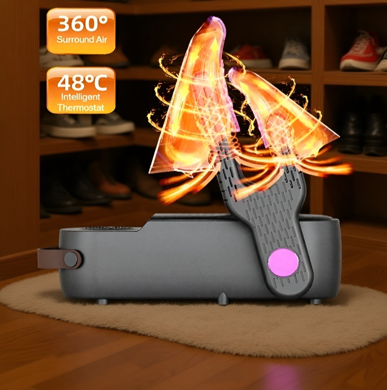 Portable shoe dryer for drying two pairs of shoes