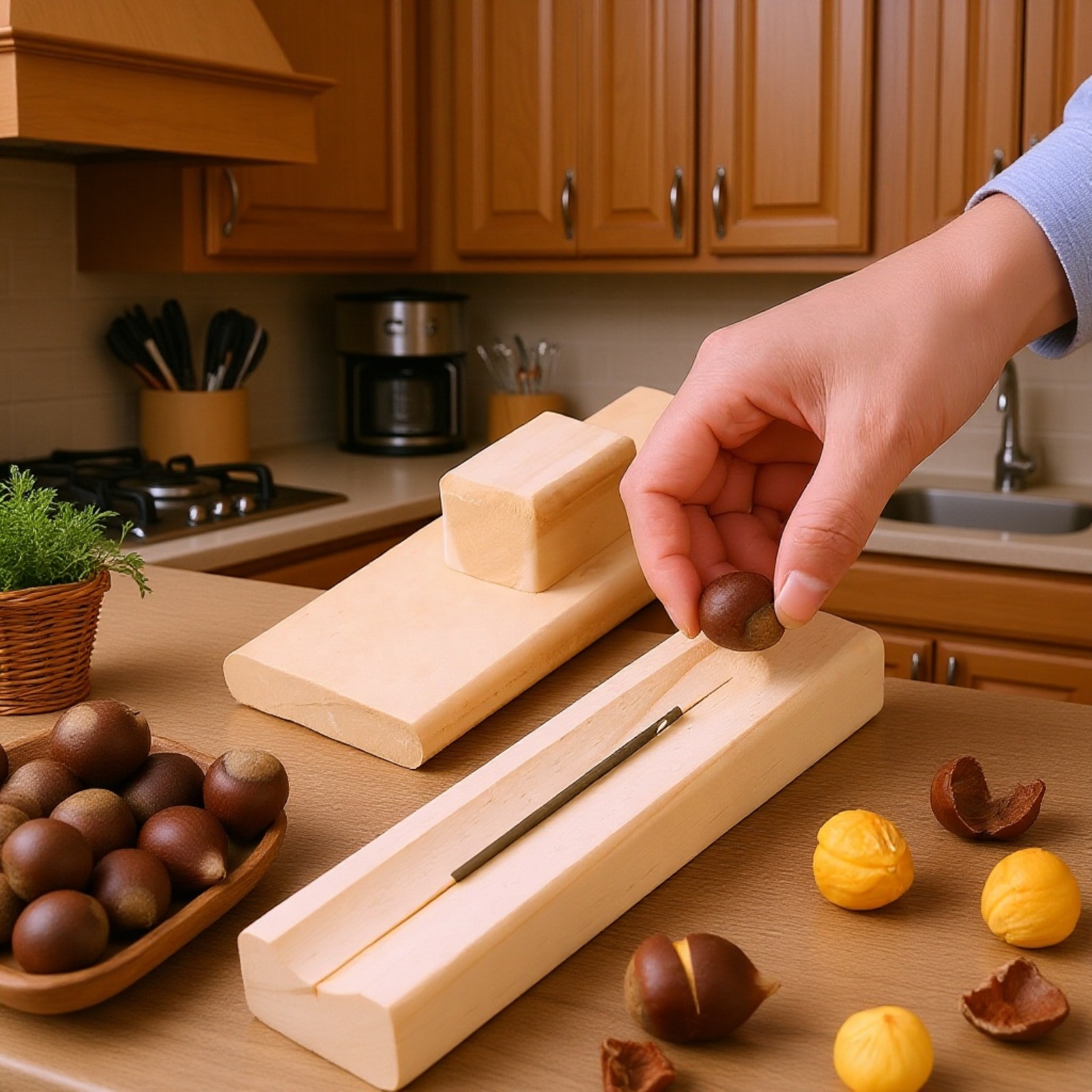 Lotus seed peeler tool ergonomic handle design