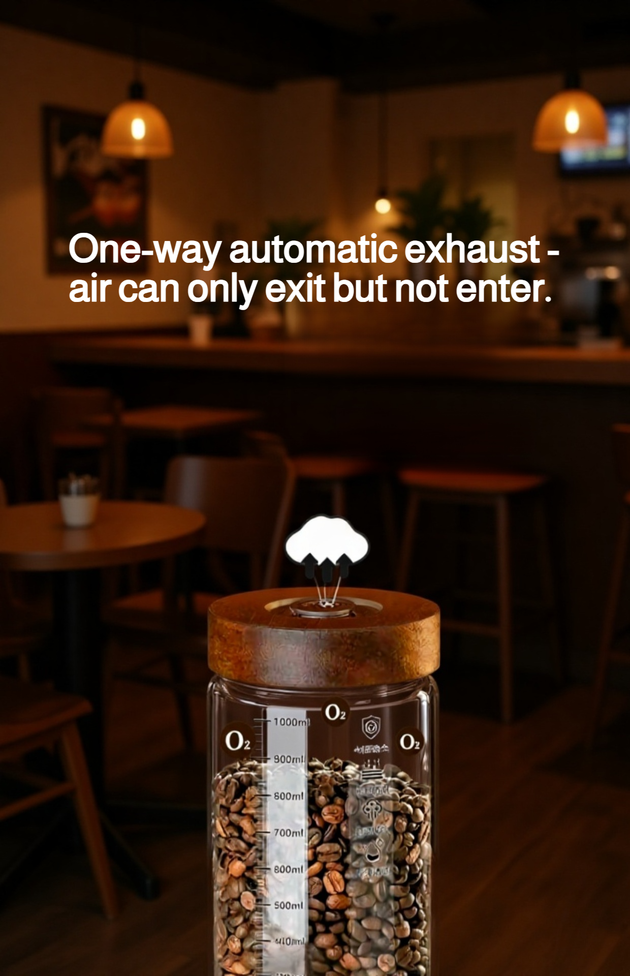 Air-release mechanism on coffee storage jar