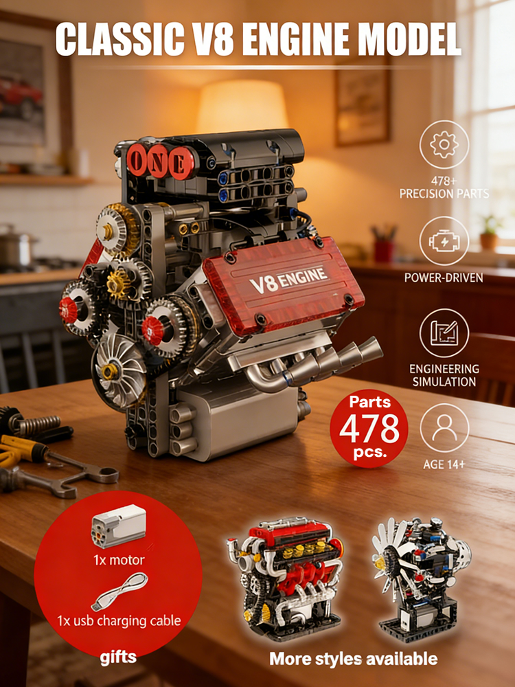 Build Your Own V8 Functional STEM Kit - Show Off Skill, Boost Confidence! 478 Pcs