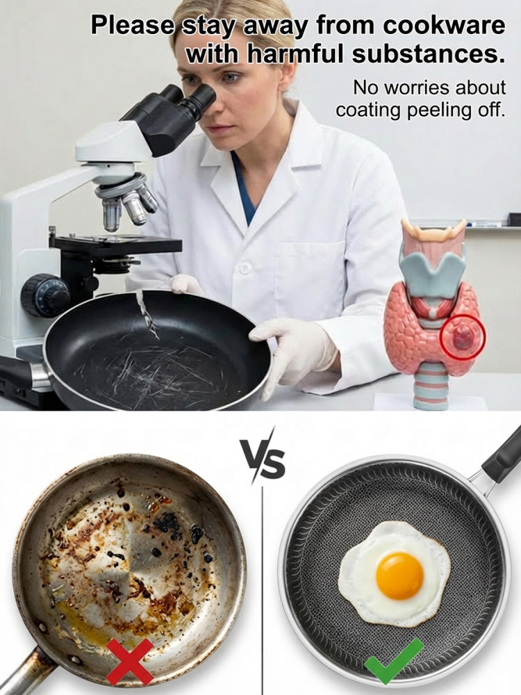  Premium 316L Surgical Stainless Steel Skillet | Vacuum Glide Non Stick Technology | Ultra Lightweight PFOA Free Cookware 🍳