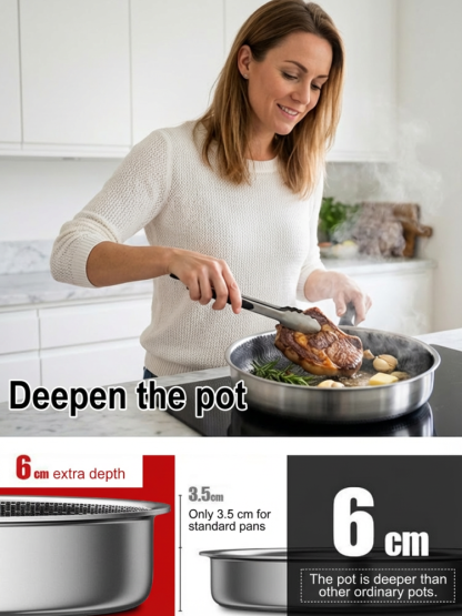  Premium 316L Surgical Stainless Steel Skillet | Vacuum Glide Non Stick Technology | Ultra Lightweight PFOA Free Cookware 🍳