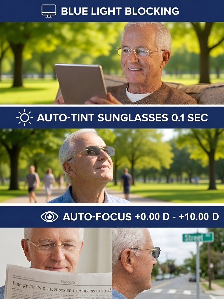 Rochester Series Intelligent Auto-Focus Glasses | German Smart Zoom Tech | Ultralight Titanium Alloy | Anti-Blue Light Protection 👓🛡️