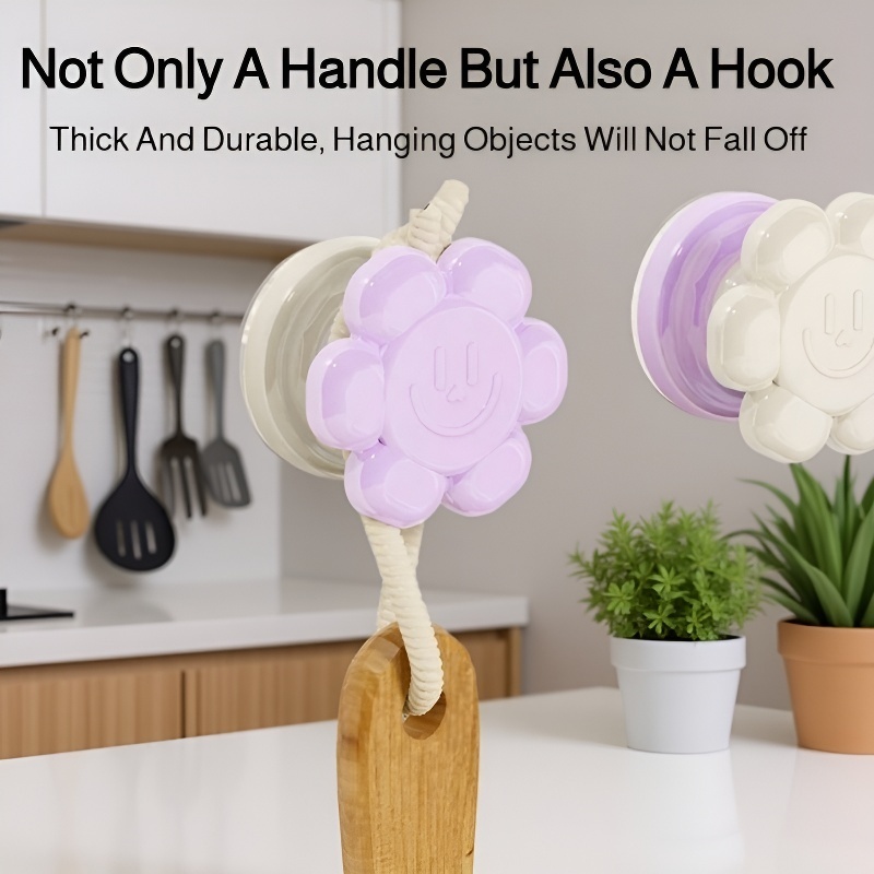 Flower Suction Cup Door Handle, No Drilling Needed