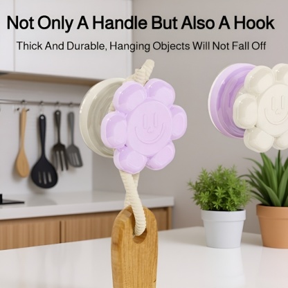 Flower Suction Cup Door Handle, No Drilling Needed