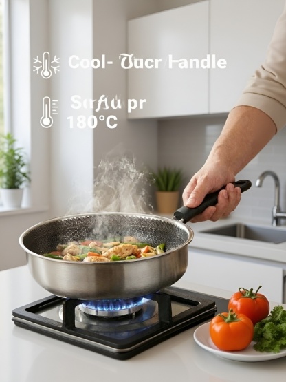  Premium 316L Surgical Stainless Steel Skillet | Vacuum Glide Non Stick Technology | Ultra Lightweight PFOA Free Cookware 🍳