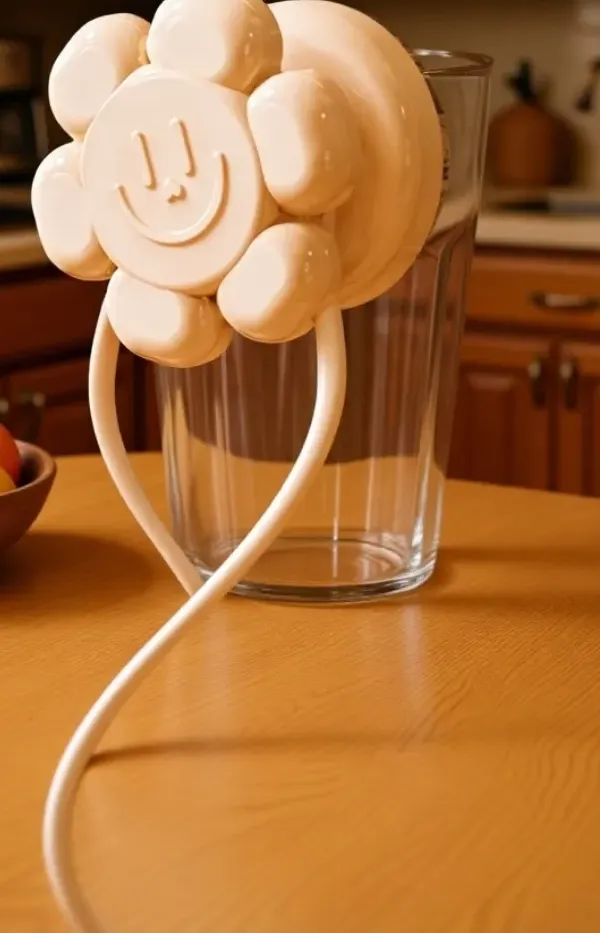 Close-up of floral suction cup door handle design