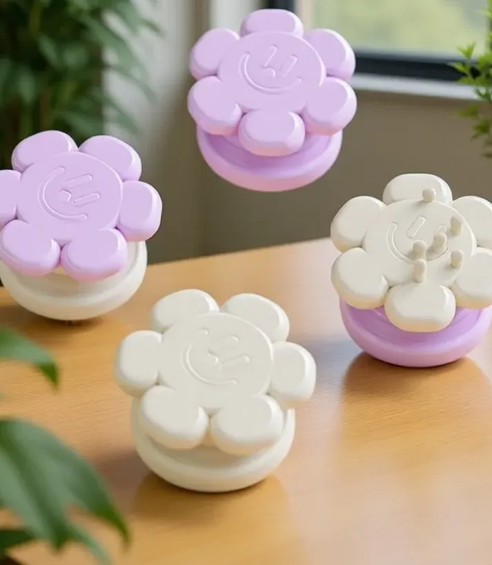 Decorative suction cup handle on sliding door