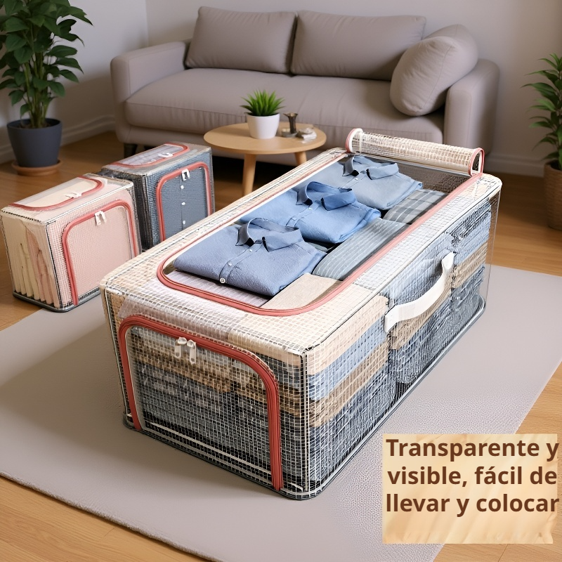 Caja de almacenamiento de ropa de gran capacidad con malla transparente nueva