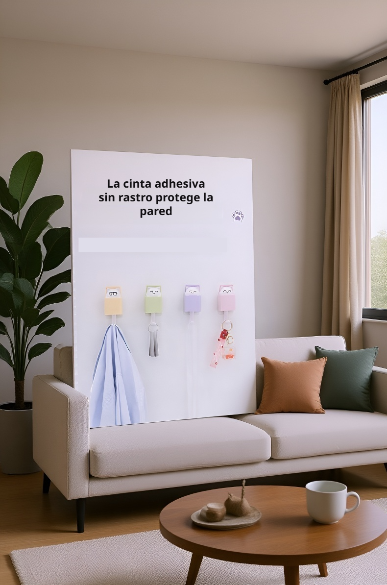 Gancho creativo de pared en uso en dormitorio