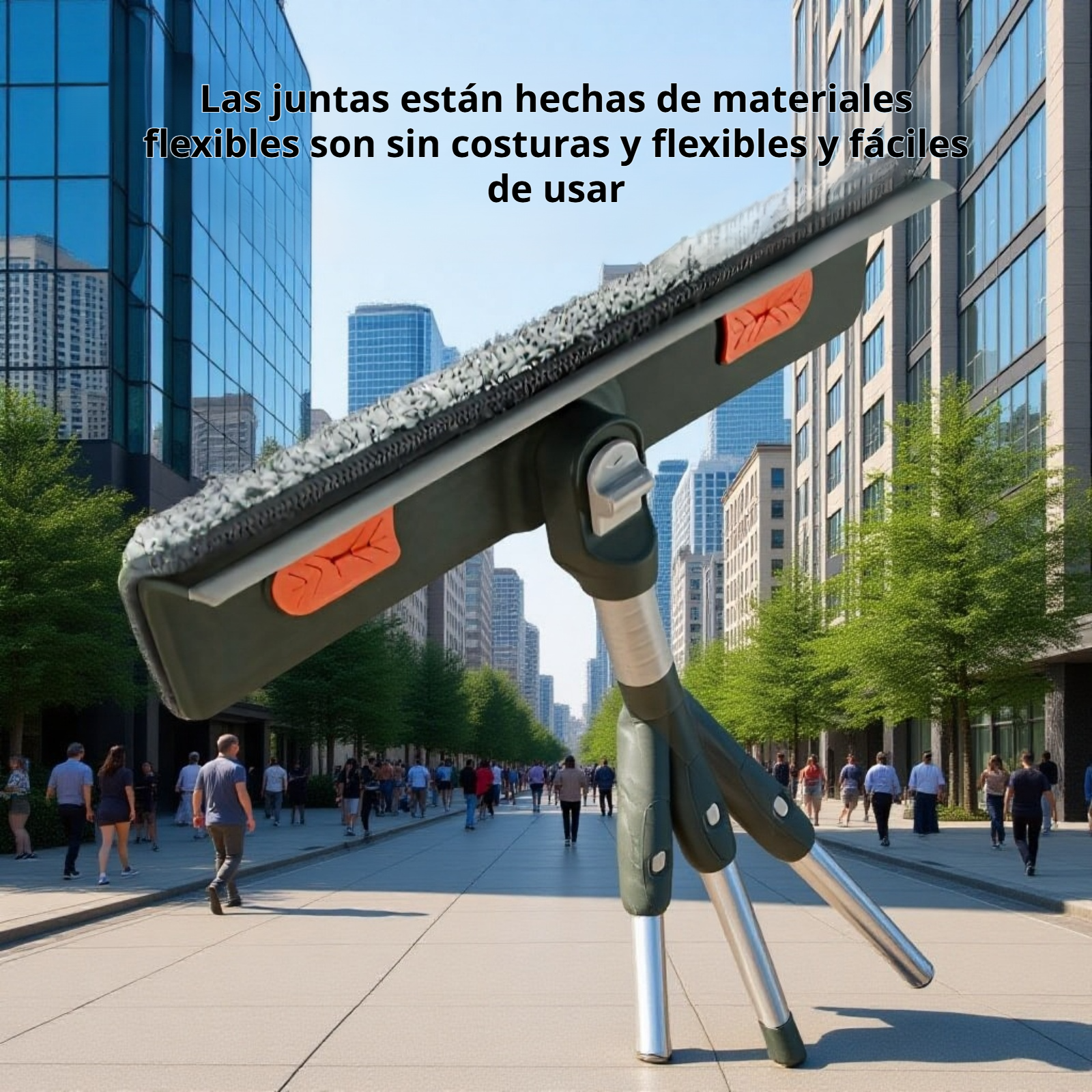 Limpiador de ventanas con barra extensible y cabezal de escurrido