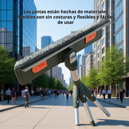 Limpiador de ventanas con barra extensible y cabezal de escurrido