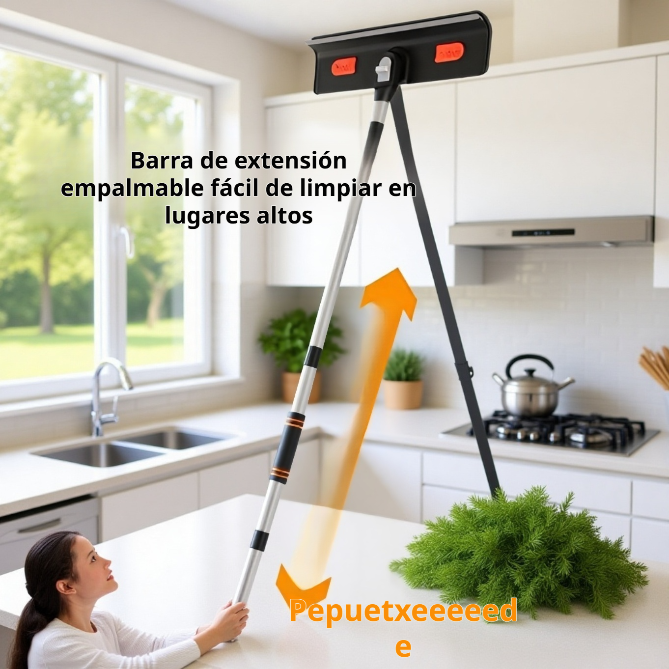 Herramienta telescópica para limpiar cristales altos