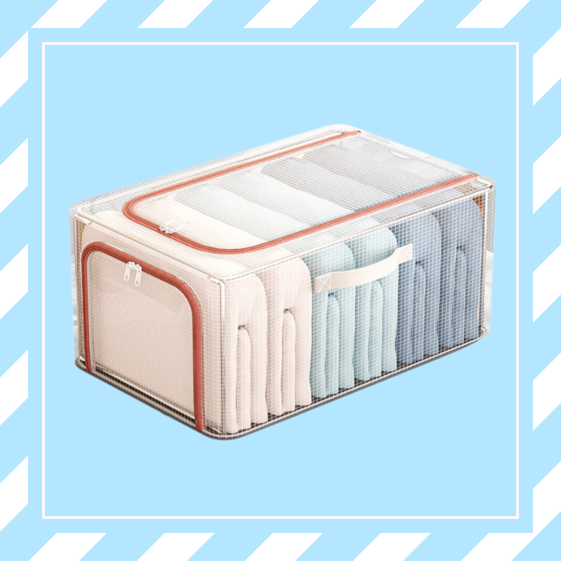 Caja de almacenamiento de ropa de gran capacidad con malla transparente nueva