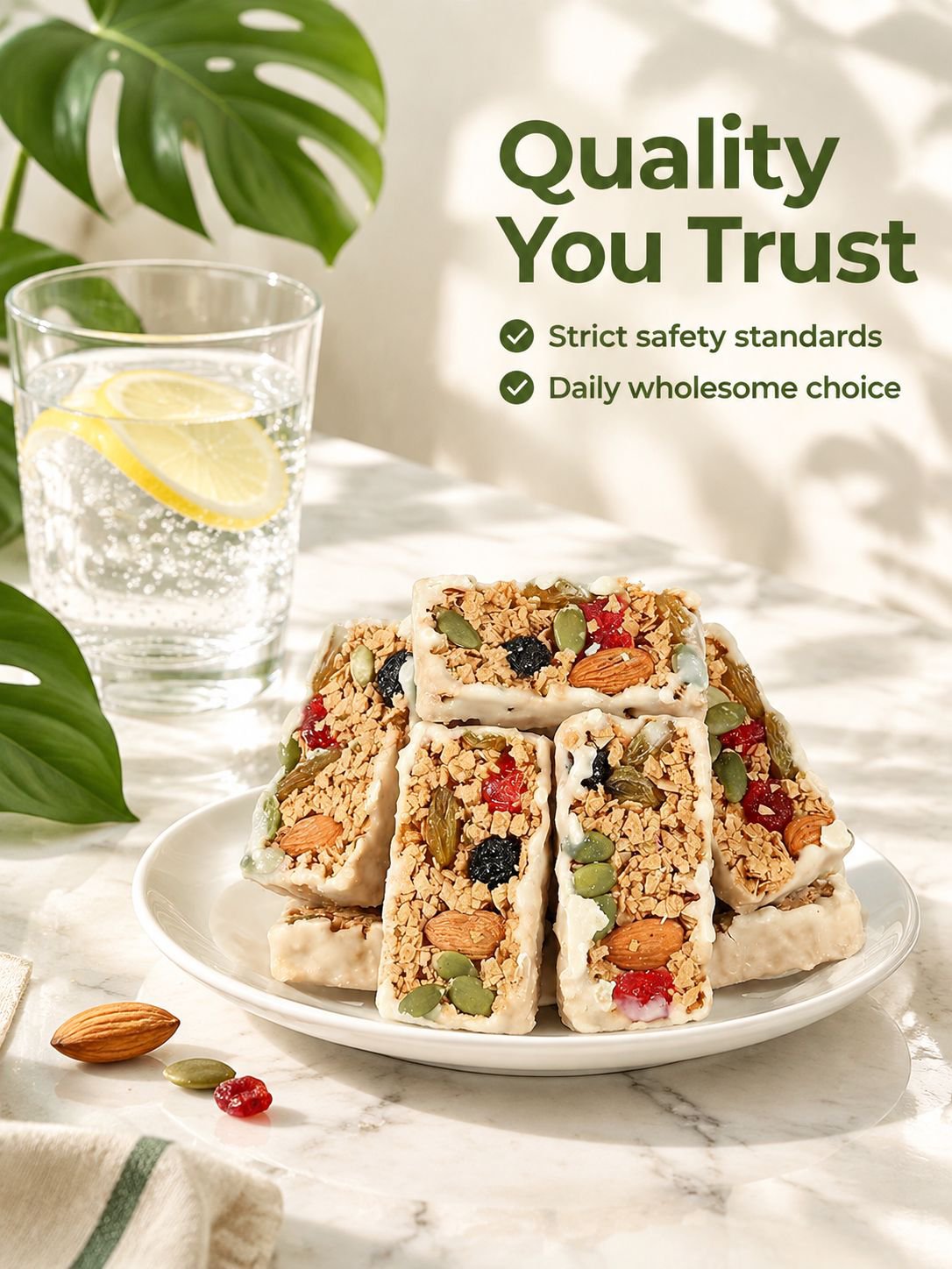 Protein-rich oats and nut bar