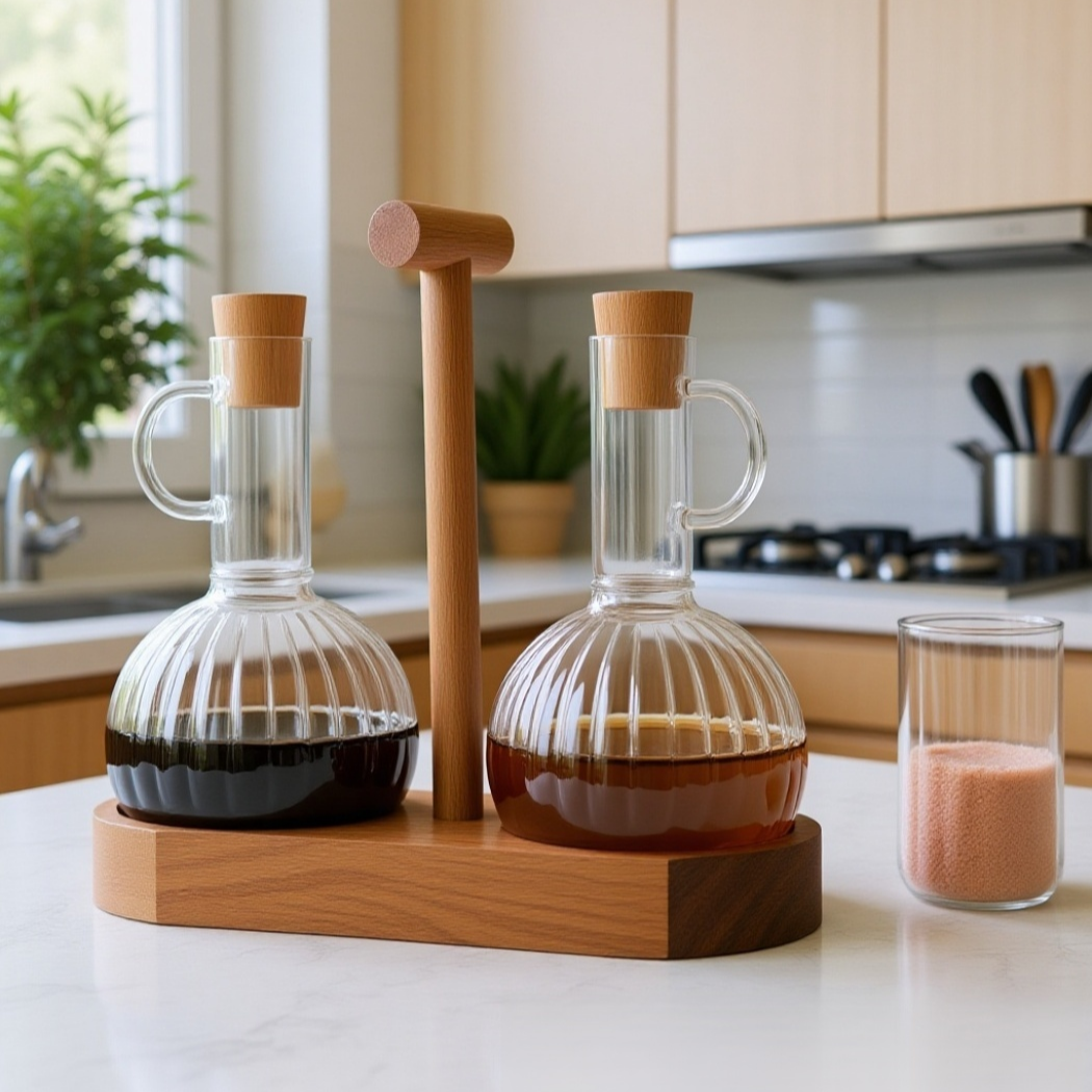 Striped Sauce and Vinegar High Borosilicate Heat-resistant Glass Oil Bottle