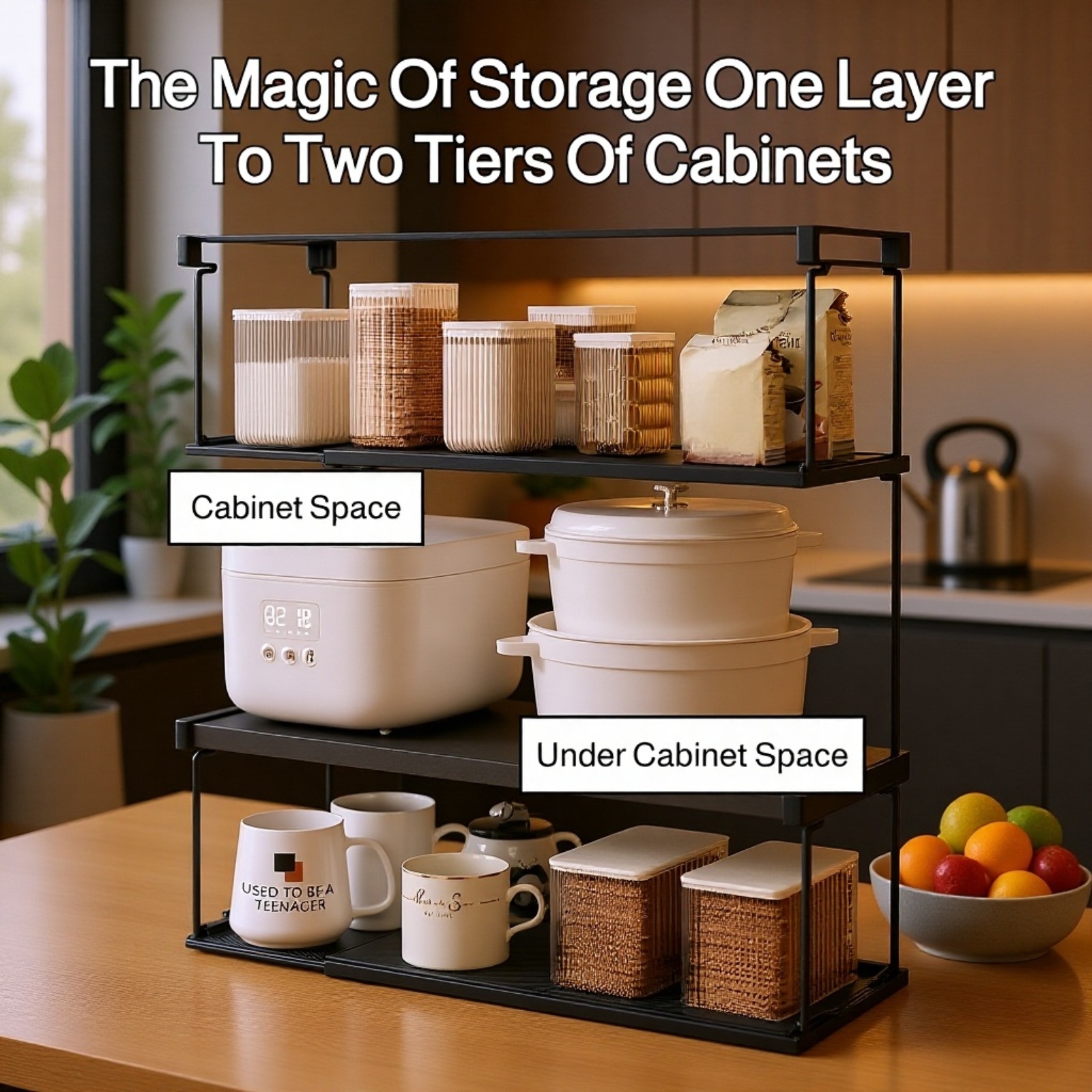  Expandable Under Cabinet Hanging Rack for Kitchen