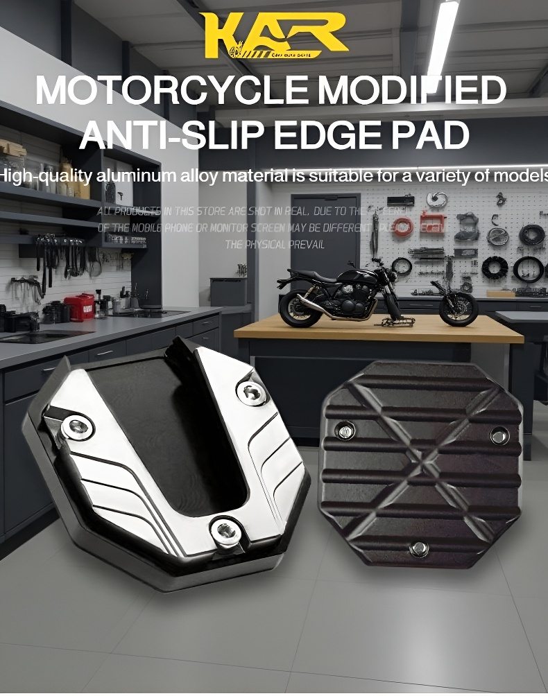 Motorcycle anti-slip kickstand pad for secure parking