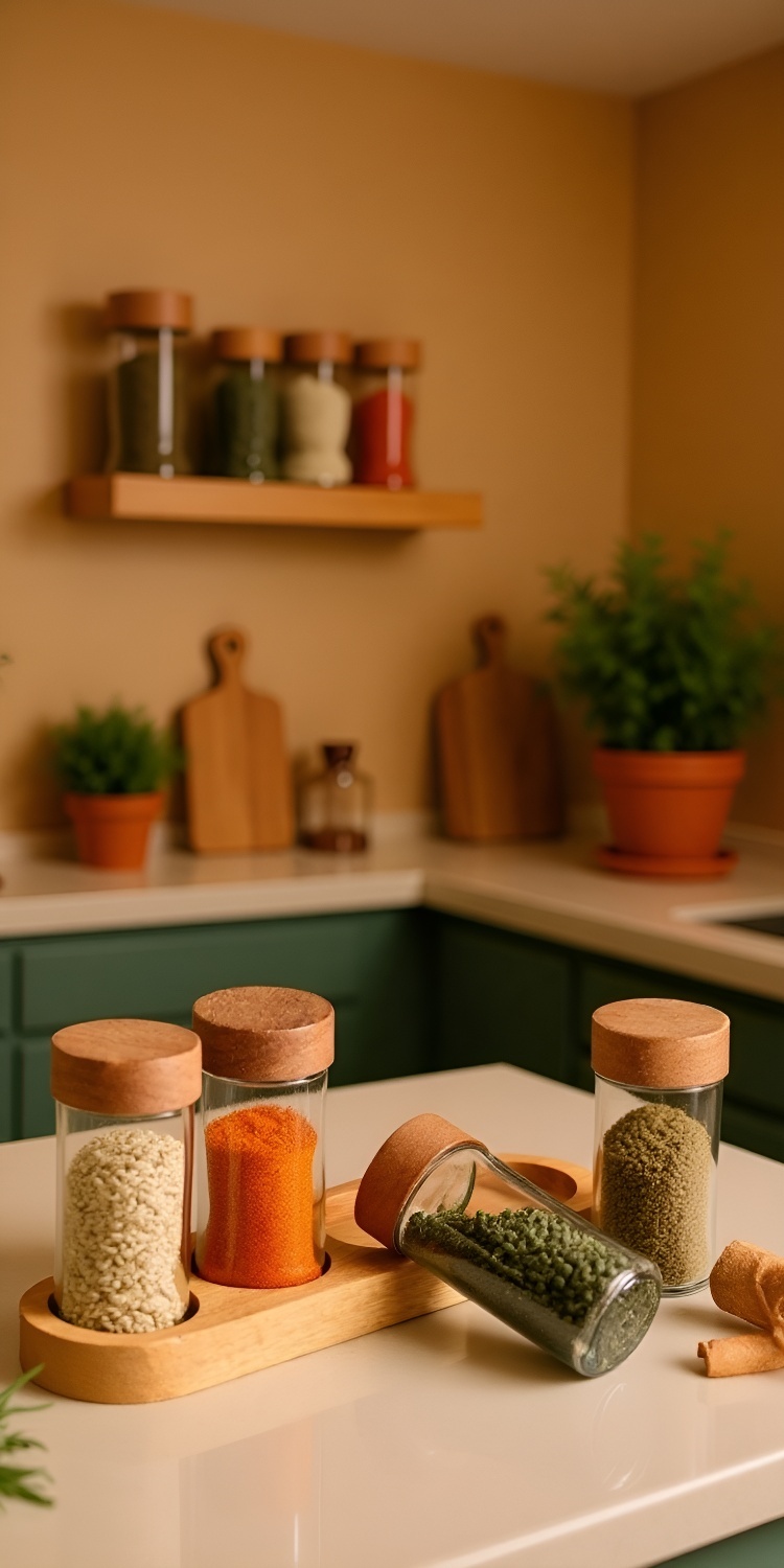 Airtight glass jar filled with pasta in kitchen