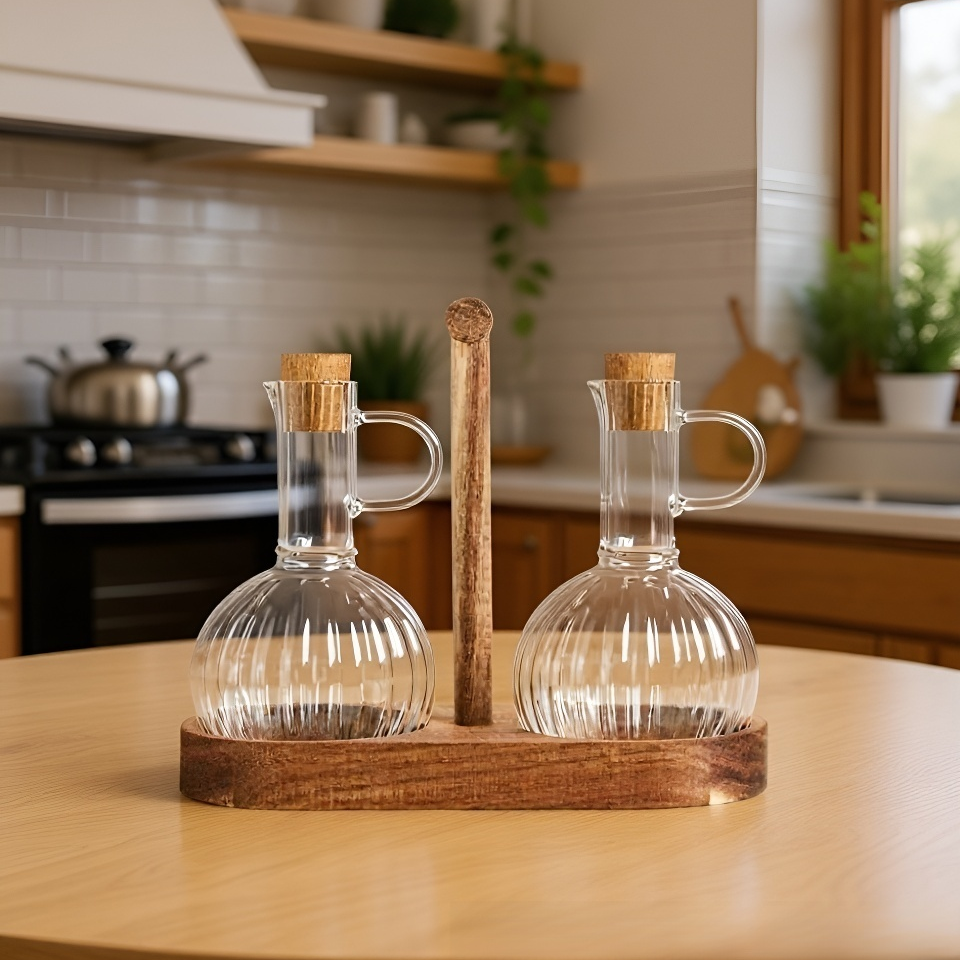 Striped Sauce and Vinegar High Borosilicate Heat-resistant Glass Oil Bottle