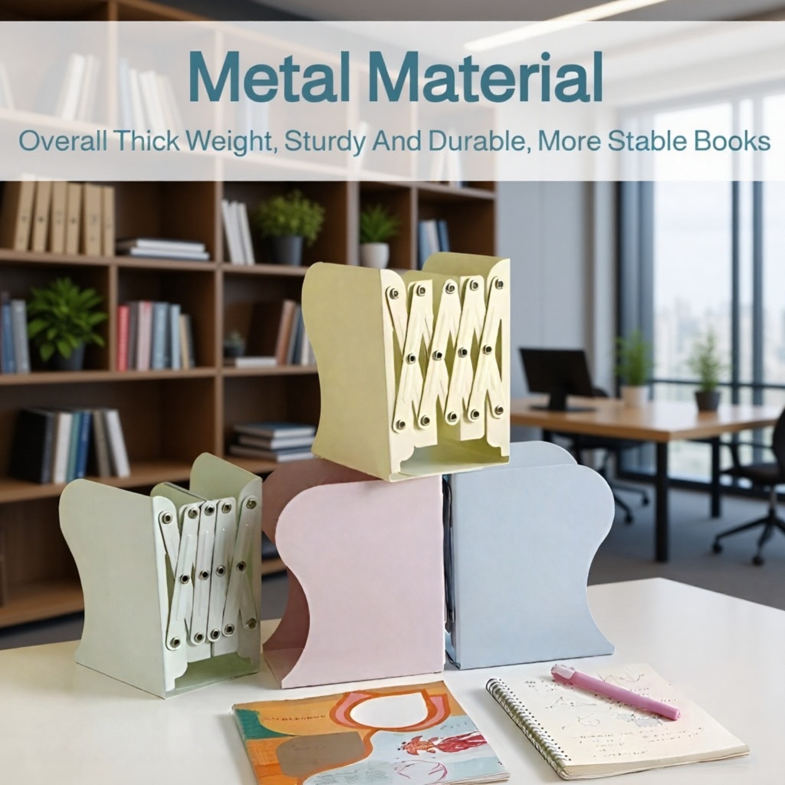 Adjustable Minimalist Metal Bookend for Students