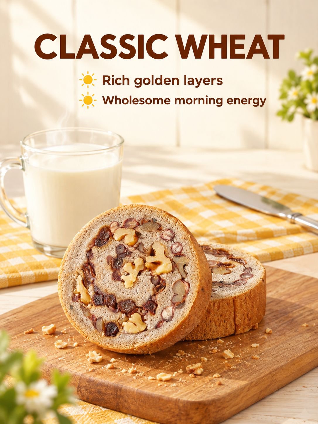 Healthy whole grain nut wheel bread slice