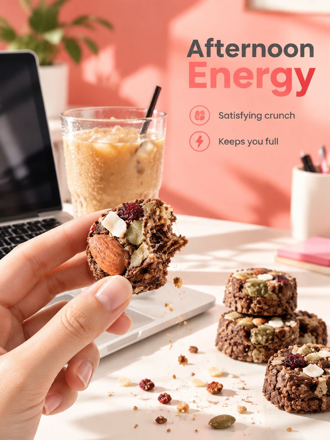 Plant-based energy bar with chocolate and nuts