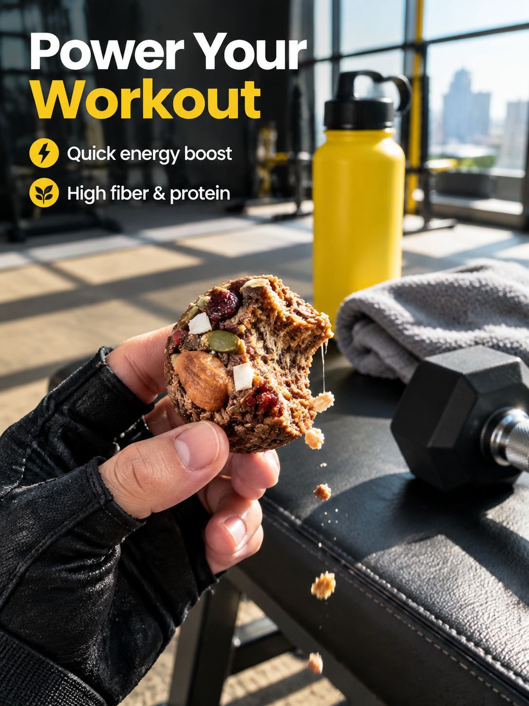 Gluten-free chocolate snack with nuts and oats
