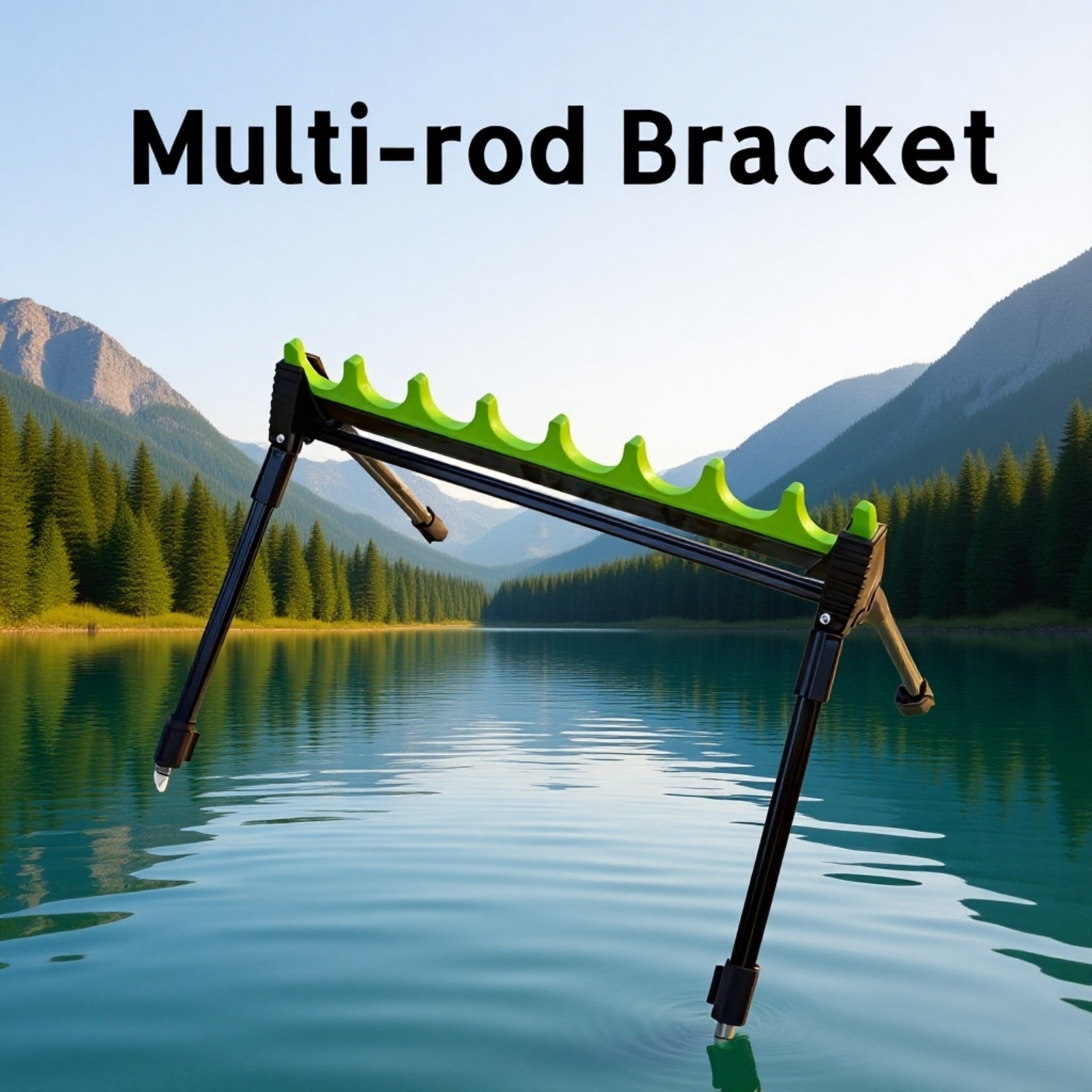 Adjustable telescopic multi-hole fishing rod holder in outdoor setting