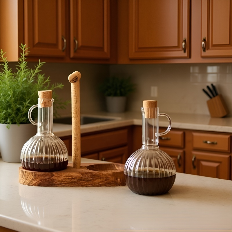 Heat-resistant glass vinegar and sauce dispenser