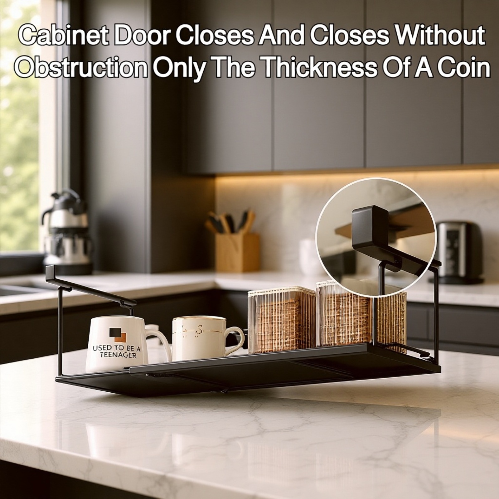  Expandable Under Cabinet Hanging Rack for Kitchen