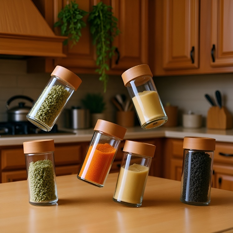 Close-up of round glass jar lid sealing freshness