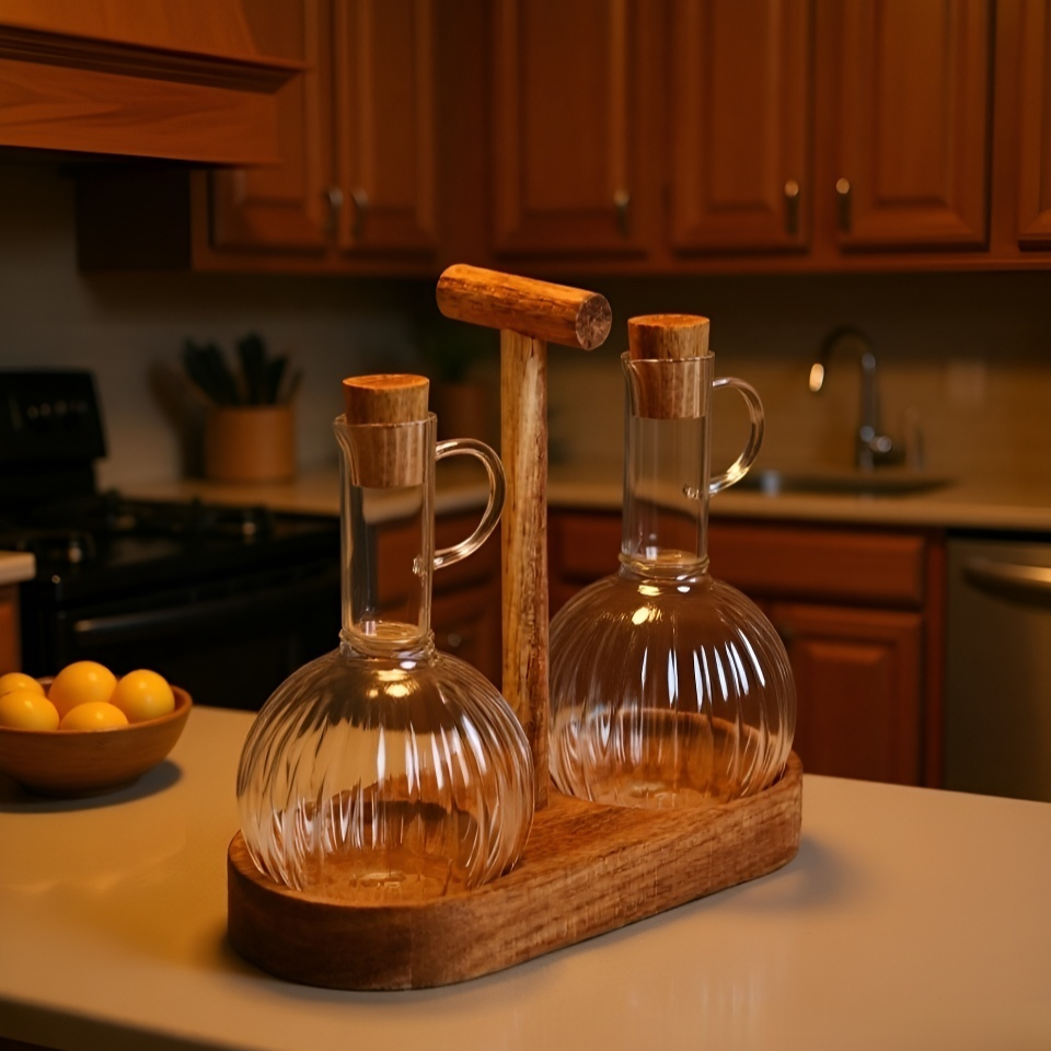 Striped Sauce and Vinegar High Borosilicate Heat-resistant Glass Oil Bottle