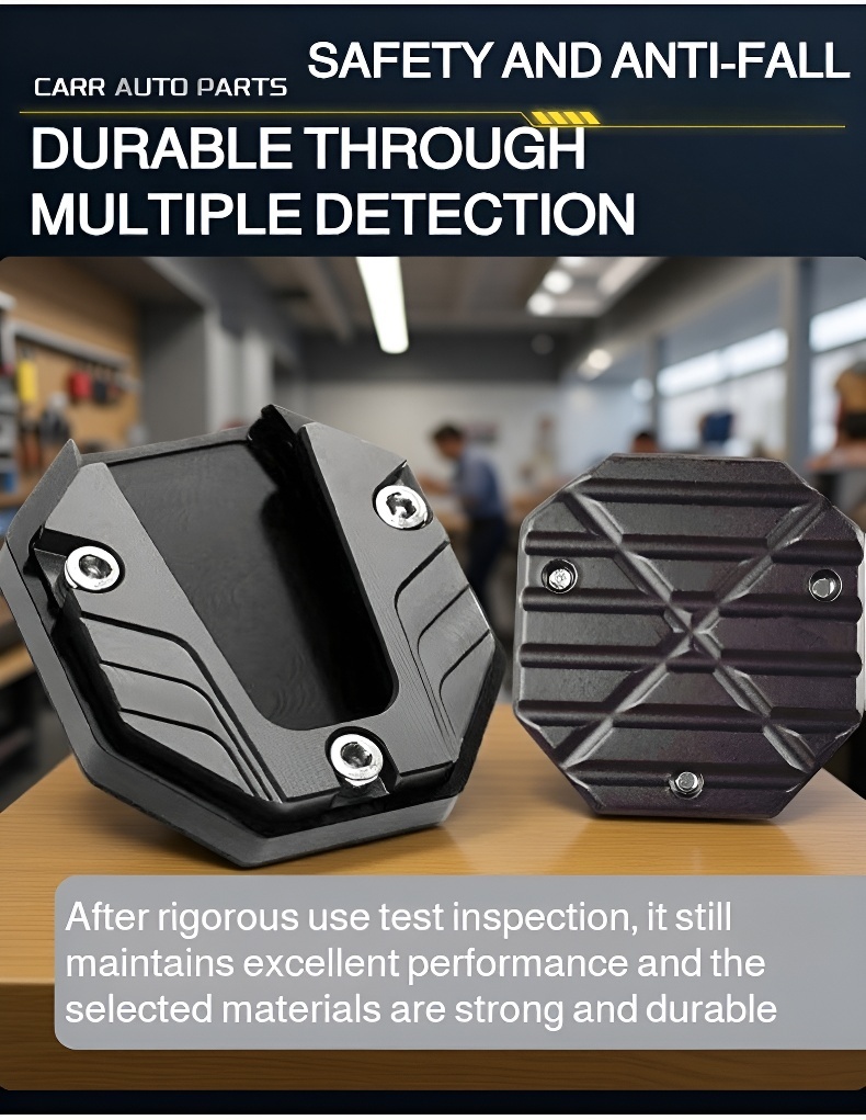 Motorcycle kickstand pad stabilizing on soft ground