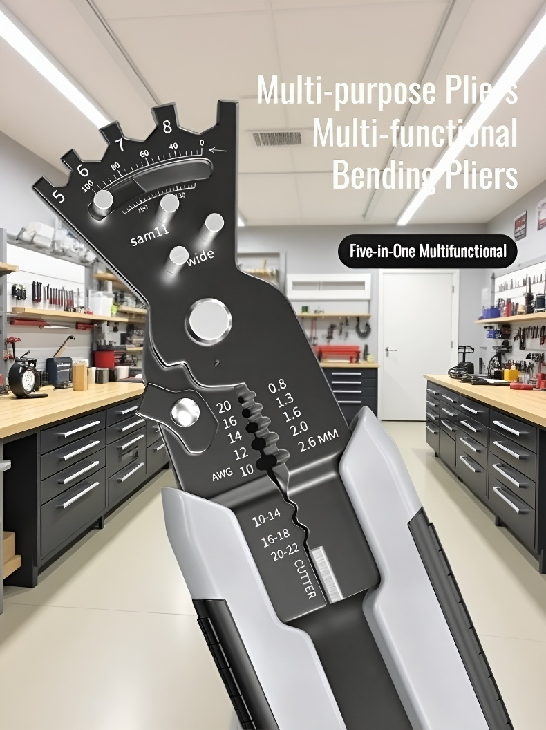Electrician using wire stripper on cables