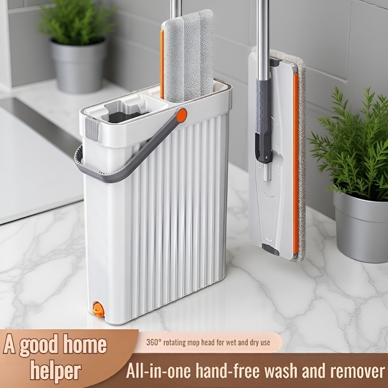 Household Flat Mop with Water-Locking Fiber and Stainless Steel Handle