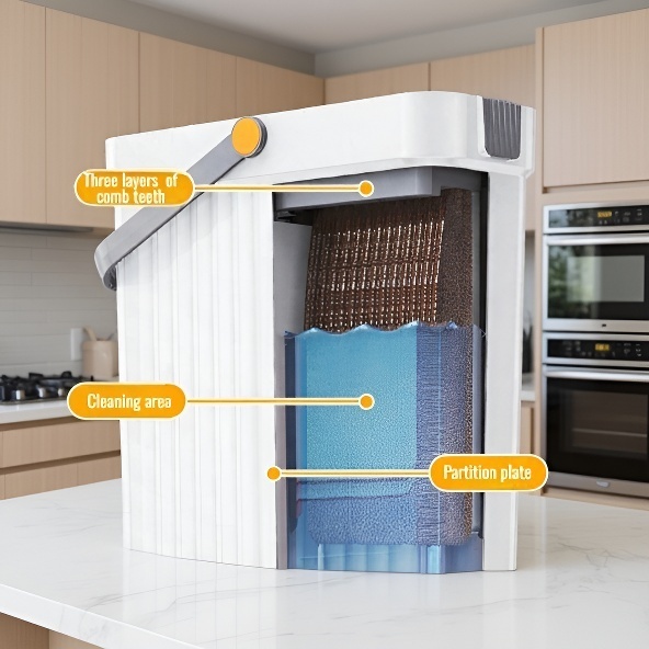 Household Flat Mop with Water-Locking Fiber and Stainless Steel Handle