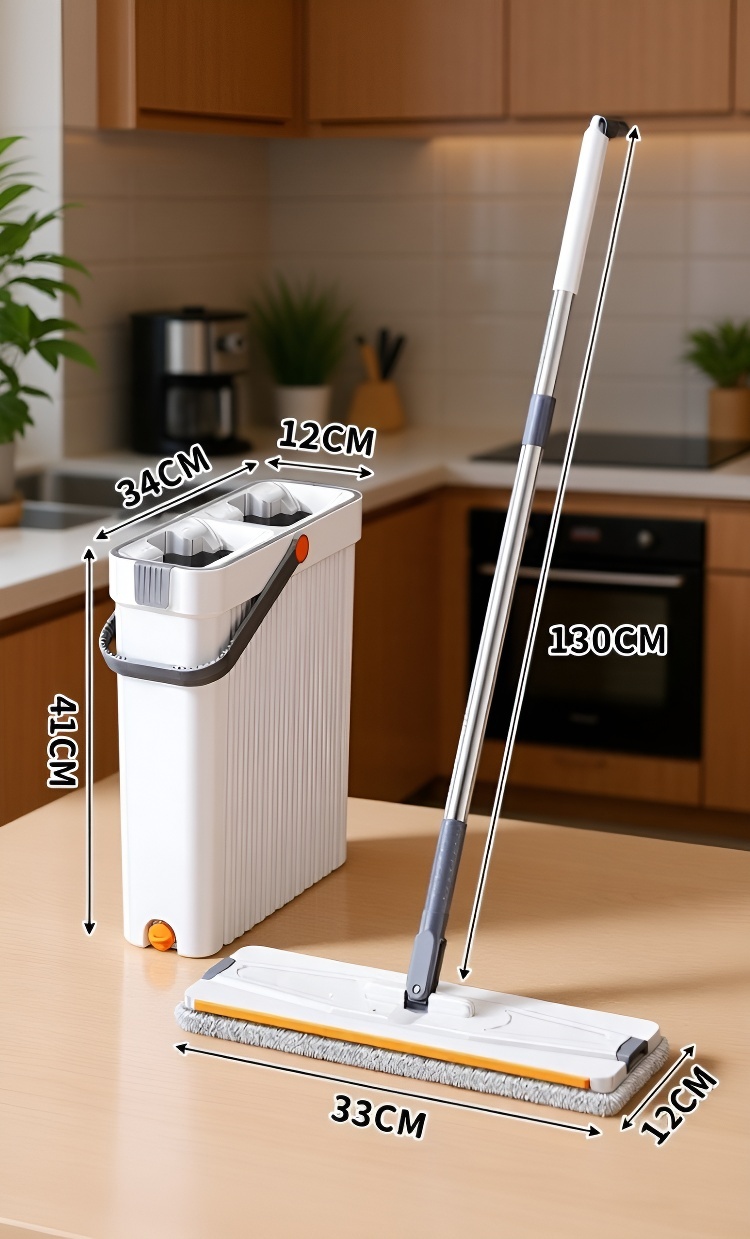 Ergonomic stainless steel handle of household flat mop