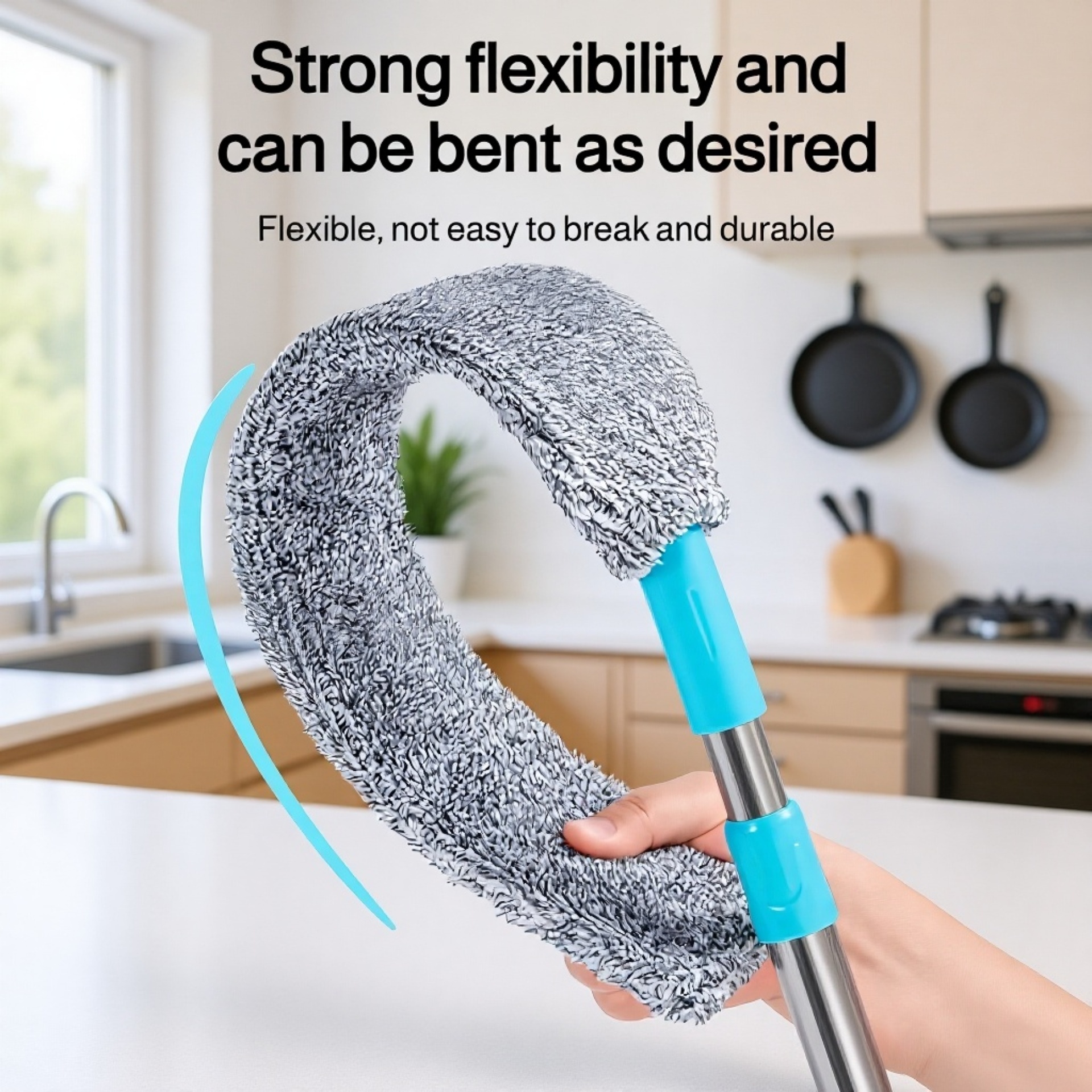 Ergonomic cleaning brush for furniture gaps