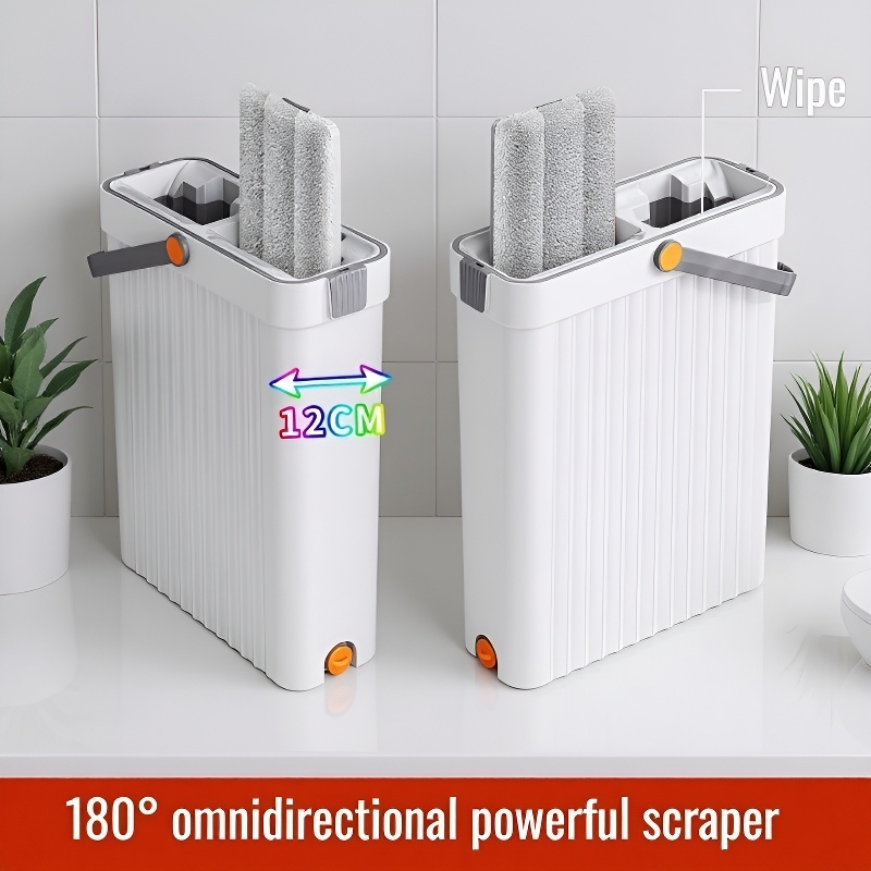 Household Flat Mop with Water-Locking Fiber and Stainless Steel Handle