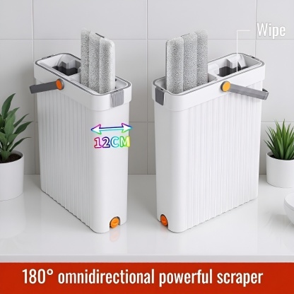 Household Flat Mop with Water-Locking Fiber and Stainless Steel Handle