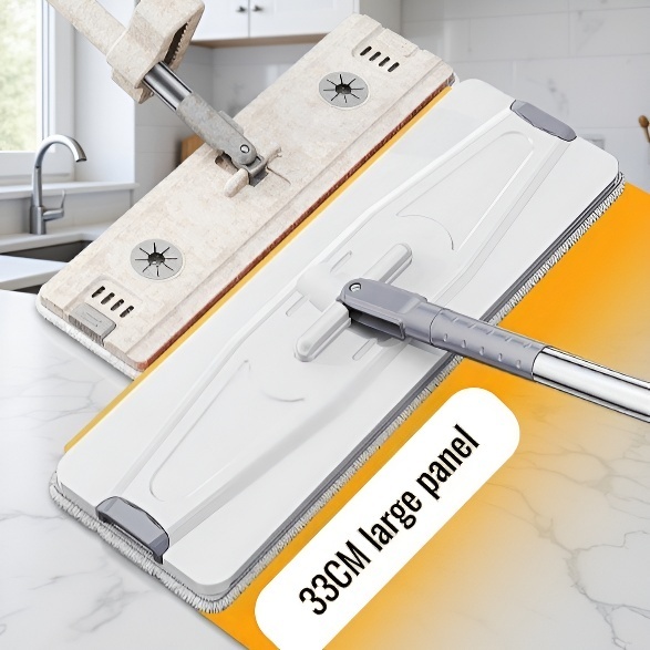 Household Flat Mop with Water-Locking Fiber and Stainless Steel Handle