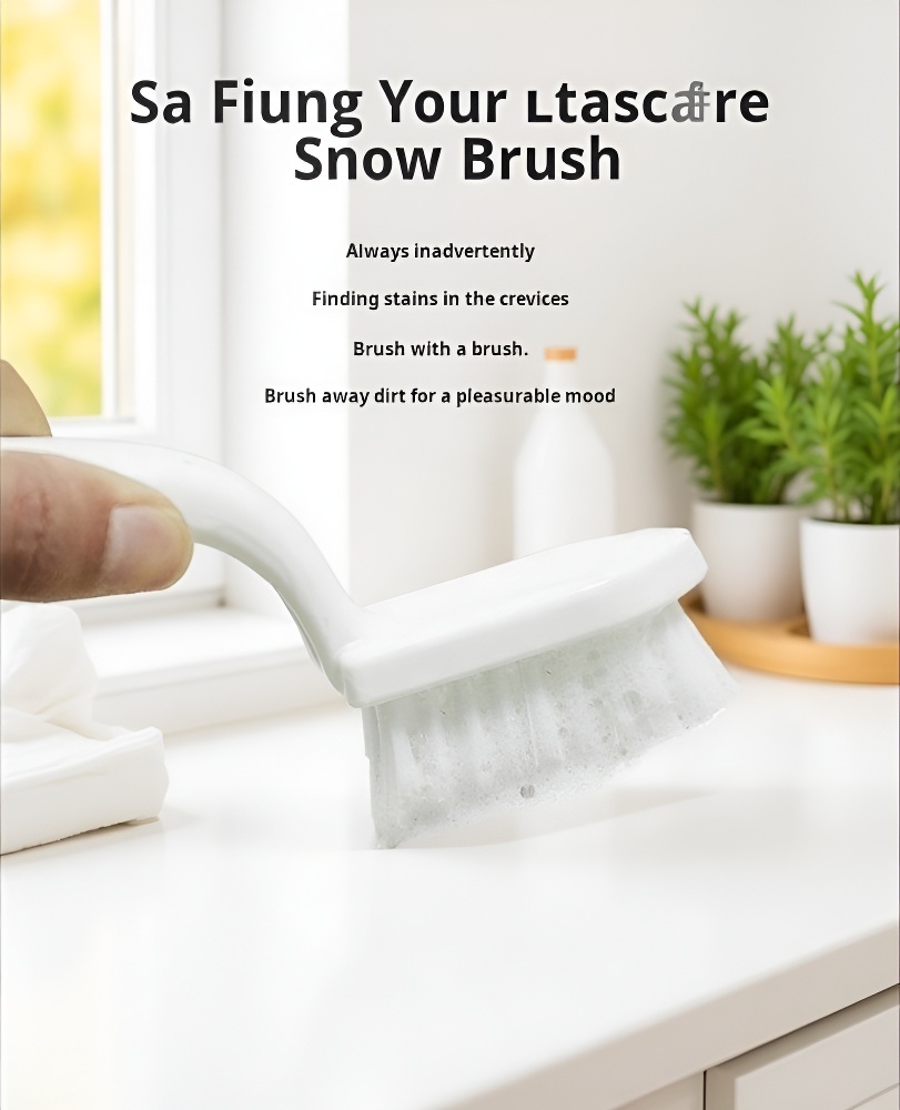 Household corner crevice brush with stiff nylon bristles for deep cleaning