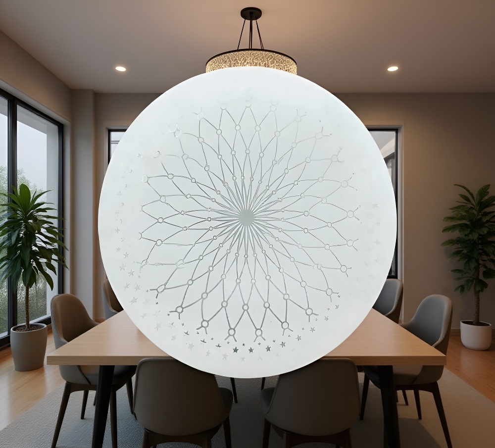 Elegant acrylic lampshade as bedroom centerpiece