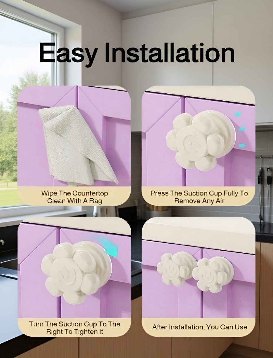 Convenient suction cup handle for glass doors