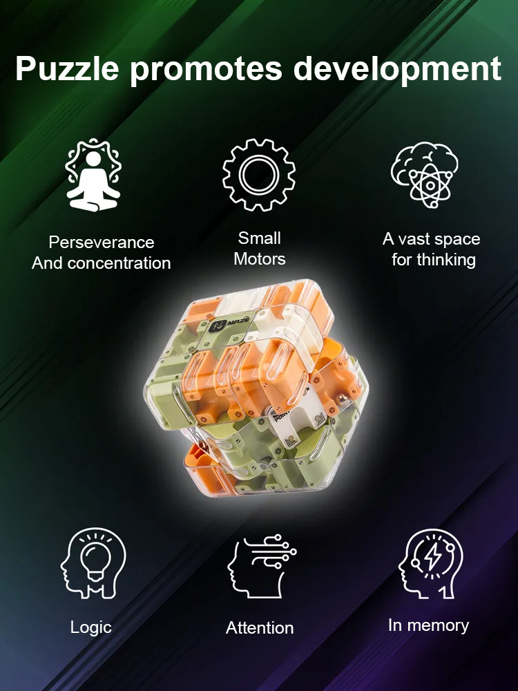 [Brain training puzzle for all ages] 3D marble maze cube