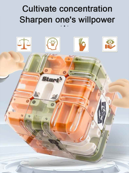 [Brain training puzzle for all ages] 3D marble maze cube