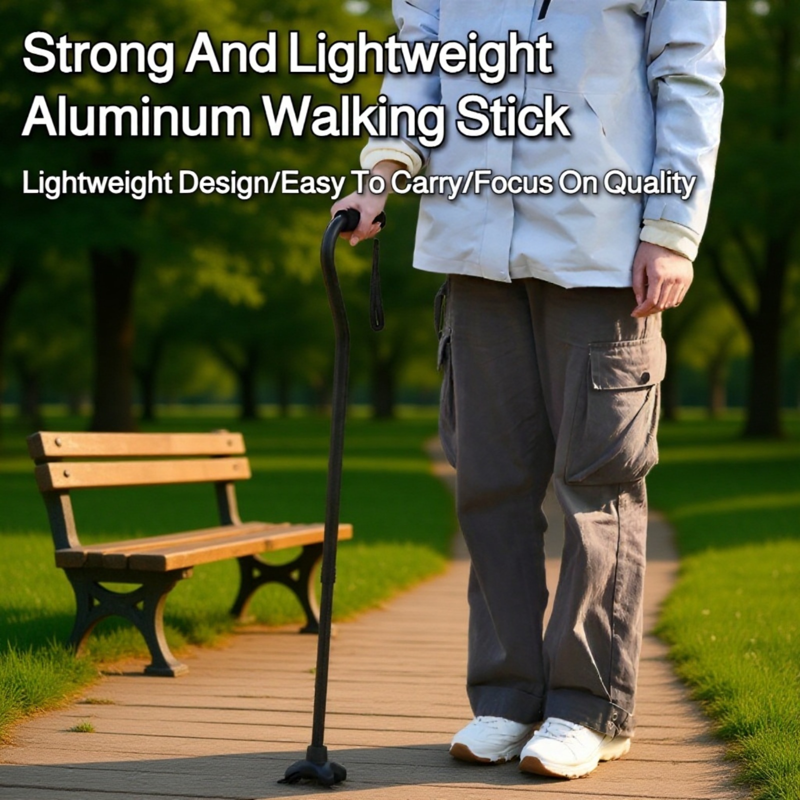 Ultra-light Adjustable Aluminum Alloy Crutch with Curved Handle