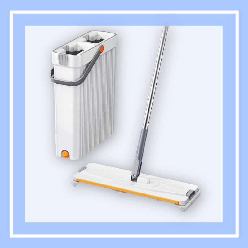 Household Flat Mop with Water-Locking Fiber and Stainless Steel Handle